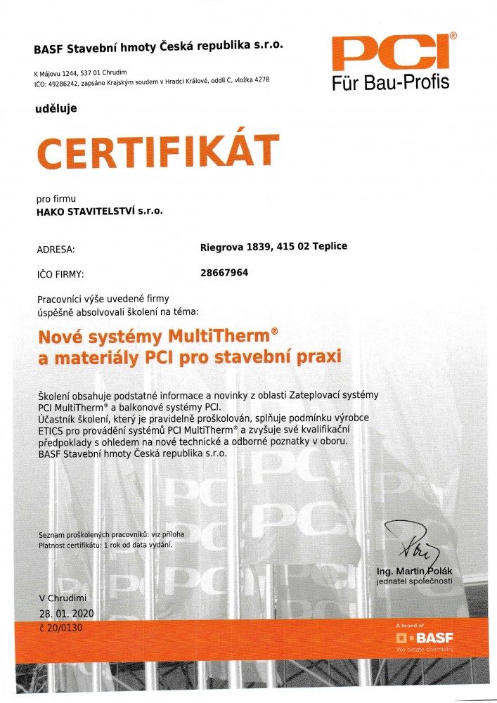Certifikát č. 2